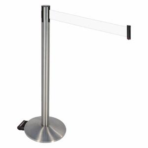 RETRACTA-BELT 334SS-WH Barrier Post With Belt, Stainless Steel, Satin Stainless Steel, 40 Inch Post Height | CT8XXT 48VT10