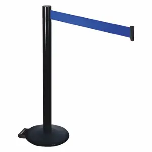 RETRACTA-BELT 335BA-BL Barrier Post With Belt, Aluminum, Powder Coated, 40 Inch Post Height, 2 1/2 Inch Post Dia | CT8XCH 48VT14