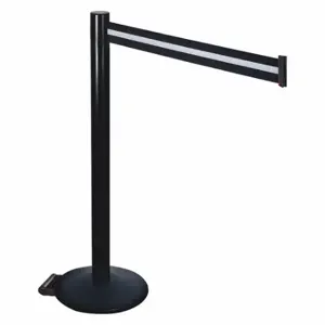 RETRACTA-BELT 335BA-BW Barrier Post With Belt, Aluminum, Powder Coated, 40 Inch Post Height, 2 1/2 Inch Post Dia | CT8YAX 48VT15