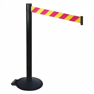 RETRACTA-BELT 335BA-MYD Barrier Post With Belt, Aluminum, Powder Coated, 40 Inch Post Height, 2 1/2 Inch Post Dia | CT8YCZ 48VT21