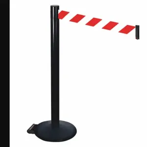 RETRACTA-BELT 335BA-RWD Barrier Post With Belt, Aluminum, Powder Coated, 40 Inch Post Height, 2 1/2 Inch Post Dia | CT8XEN 48VT26