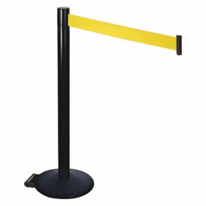 RETRACTA-BELT 335BA-YW Barrier Post With Belt, Aluminum, Powder Coated, 40 Inch Post Height, 2 1/2 Inch Post Dia | CT8XEE 48VT29