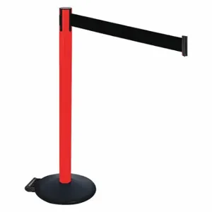 RETRACTA-BELT 335PRD-BK Barrier Post With Belt, PVC, 40 Inch Post Height, 2 1/2 Inch Post Dia, Sloped | CT8XTG 48VT49