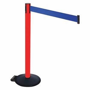 RETRACTA-BELT 335PRD-BL Barrier Post With Belt, PVC, 40 Inch Post Height, 2 1/2 Inch Post Dia, Sloped | CT8XMJ 48VT50
