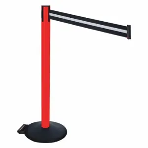 RETRACTA-BELT 335PRD-BW Barrier Post With Belt, PVC, 40 Inch Post Height, 2 1/2 Inch Post Dia, Sloped | CT8XQM 48VT51