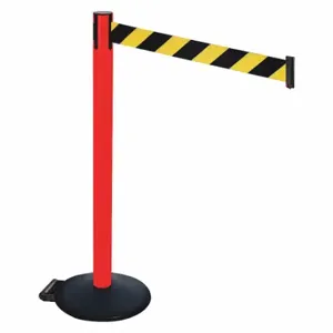 RETRACTA-BELT 335PRD-BYD Barrier Post With Belt, PVC, 40 Inch Post Height, 2 1/2 Inch Post Dia, Sloped | CT8XRK 48VT52