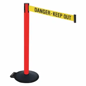 RETRACTA-BELT 335PRD-DKO Barrier Post With Belt, PVC, 40 Inch Post Height, 2 1/2 Inch Post Dia, Sloped | CT8YBK 48VT54