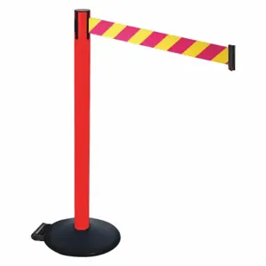 RETRACTA-BELT 335PRD-MYD Barrier Post With Belt, PVC, 40 Inch Post Height, 2 1/2 Inch Post Dia, Sloped | CT8XKV 48VT57