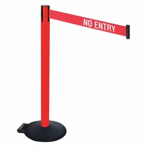 RETRACTA-BELT 335PRD-NE Barrier Post With Belt, PVC, 40 Inch Post Height, 2 1/2 Inch Post Dia, Sloped | CT8XUE 48VT58