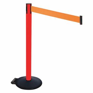 RETRACTA-BELT 335PRD-OR Barrier Post With Belt, PVC, 40 Inch Post Height, 2 1/2 Inch Post Dia, Sloped | CT8XQA 48VT59