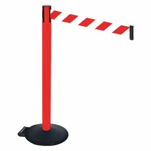 RETRACTA-BELT 335PRD-RWD Barrier Post With Belt, PVC, 40 Inch Post Height, 2 1/2 Inch Post Dia, Sloped | CT8XTT 48VT62