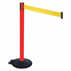 RETRACTA-BELT 335PRD-YW Barrier Post With Belt, PVC, 40 Inch Post Height, 2 1/2 Inch Post Dia, Sloped | CT8XUQ 48VT65