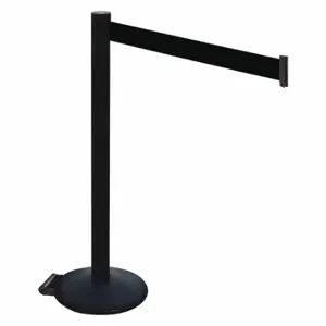 RETRACTA-BELT 335PSB-BK Barrier Post With Belt, PVC, 40 Inch Post Height, 2 1/2 Inch Post Dia, Sloped | CT8YAY 48VT67