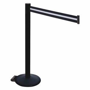 RETRACTA-BELT 335PSB-BW Barrier Post With Belt, PVC, 40 Inch Post Height, 2 1/2 Inch Post Dia, Sloped | CT8XML 48VT69
