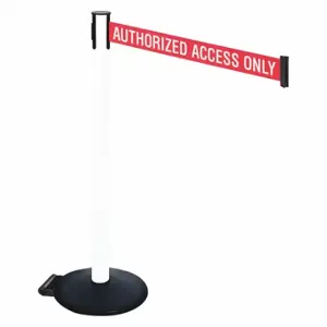 RETRACTA-BELT 335PWH-AAO Barrier Post With Belt, PVC, 40 Inch Post Height, 2 1/2 Inch Post Dia, Sloped | CT8XQG 48VT84