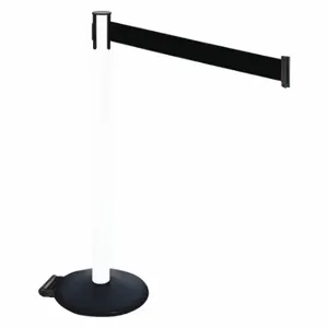 RETRACTA-BELT 335PWH-BK Barrier Post With Belt, PVC, 40 Inch Post Height, 2 1/2 Inch Post Dia, Sloped | CT8XUN 48VT85