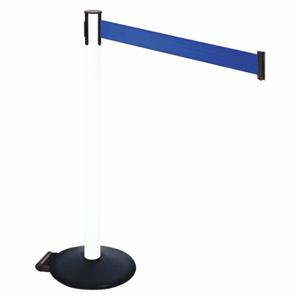 RETRACTA-BELT 335PWH-BL Barrier Post With Belt, PVC, 40 Inch Post Height, 2 1/2 Inch Post Dia, Sloped | CT8XRR 48VT86