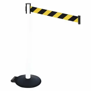 RETRACTA-BELT 335PWH-BYD Barrier Post With Belt, PVC, 40 Inch Post Height, 2 1/2 Inch Post Dia, Sloped | CT8XQB 48VT88