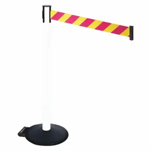 RETRACTA-BELT 335PWH-MYD Barrier Post With Belt, PVC, 40 Inch Post Height, 2 1/2 Inch Post Dia, Sloped | CT8XUK 48VT93