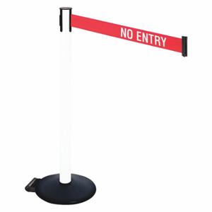 RETRACTA-BELT 335PWH-NE Barrier Post With Belt, PVC, 40 Inch Post Height, 2 1/2 Inch Post Dia, Sloped | CT8XTQ 48VT94