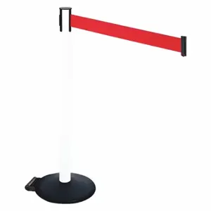 RETRACTA-BELT 335PWH-RD Barrier Post With Belt, PVC, 40 Inch Post Height, 2 1/2 Inch Post Dia, Sloped | CT8XQU 48VT97