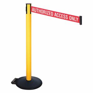 RETRACTA-BELT 335PYW-AAO Barrier Post With Belt, PVC, 40 Inch Post Height, 2 1/2 Inch Post Dia, Sloped | CT8XKP 48VU03