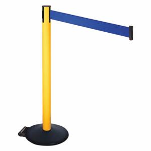 RETRACTA-BELT 335PYW-BL Barrier Post With Belt, PVC, 40 Inch Post Height, 2 1/2 Inch Post Dia, Sloped | CT8XMX 48VU05