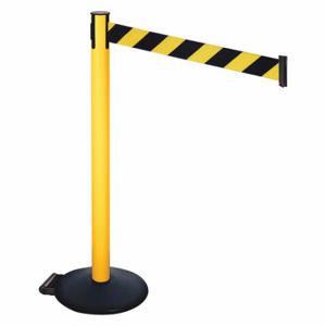RETRACTA-BELT 335PYW-BYD Barrier Post With Belt, PVC, 40 Inch Post Height, 2 1/2 Inch Post Dia, Sloped | CT8XQQ 48VU07