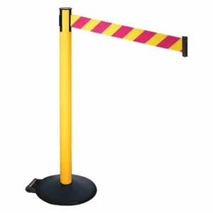 RETRACTA-BELT 335PYW-MYD Barrier Post With Belt, PVC, 40 Inch Post Height, 2 1/2 Inch Post Dia, Sloped | CT8XRL 48VU12