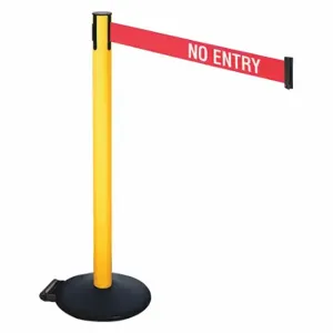 RETRACTA-BELT 335PYW-NE Barrier Post With Belt, PVC, 40 Inch Post Height, 2 1/2 Inch Post Dia, Sloped | CT8XRD 48VU13