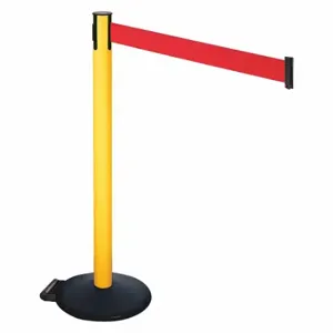 RETRACTA-BELT 335PYW-RD Barrier Post With Belt, PVC, 40 Inch Post Height, 2 1/2 Inch Post Dia, Sloped | CT8XUY 48VU16