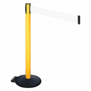 RETRACTA-BELT 335PYW-WH Barrier Post With Belt, PVC, 40 Inch Post Height, 2 1/2 Inch Post Dia, Sloped | CT8XMG 48VU19