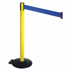 RETRACTA-BELT 335YA-BL Barrier Post With Belt, Aluminum, Powder Coated, 40 Inch Post Height, 2 1/2 Inch Post Dia | CT8XBT 48VU59