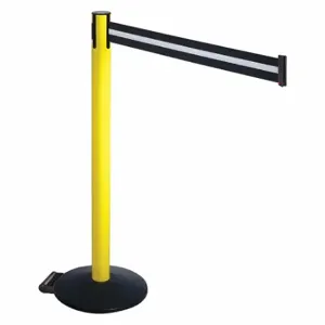 RETRACTA-BELT 335YA-BW Barrier Post With Belt, Aluminum, Powder Coated, 40 Inch Post Height, 2 1/2 Inch Post Dia | CT8XDL 48VU60