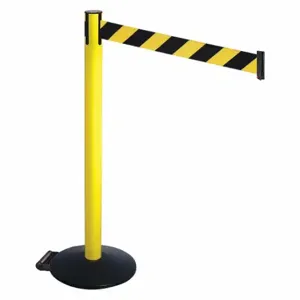 RETRACTA-BELT 335YA-BYD Barrier Post With Belt, Aluminum, Powder Coated, 40 Inch Post Height, 2 1/2 Inch Post Dia | CT8XBW 48VU61