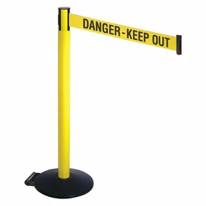 RETRACTA-BELT 335YA-DKO Barrier Post With Belt, Aluminum, Powder Coated, 40 Inch Post Height, 2 1/2 Inch Post Dia | CT8YBP 48VU63