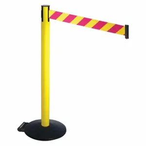 RETRACTA-BELT 335YA-MYD Barrier Post With Belt, Aluminum, Powder Coated, 40 Inch Post Height, 2 1/2 Inch Post Dia | CT8XDY 48VU66