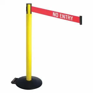 RETRACTA-BELT 335YA-NE Barrier Post With Belt, Aluminum, Powder Coated, 40 Inch Post Height, 2 1/2 Inch Post Dia | CT8XCX 48VU67