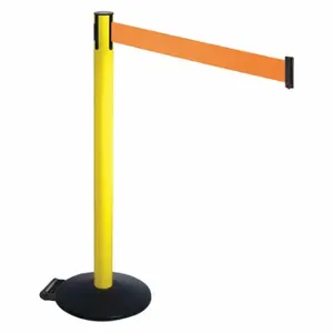 RETRACTA-BELT 335YA-OR Barrier Post With Belt, Aluminum, Powder Coated, 40 Inch Post Height, 2 1/2 Inch Post Dia | CT8XDG 48VU68