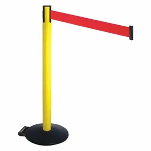 RETRACTA-BELT 335YA-RD Barrier Post With Belt, Aluminum, Powder Coated, 40 Inch Post Height, 2 1/2 Inch Post Dia | CT8XCQ 48VU70