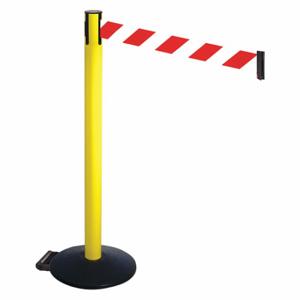 RETRACTA-BELT 335YA-RWD Barrier Post With Belt, Aluminum, Powder Coated, 40 Inch Post Height, 2 1/2 Inch Post Dia | CT8XEK 48VU71