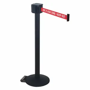 RETRACTA-BELT PM412-30BA-ARC Barrier Post With Belt, Black, 40 Inch Post Height, 2 1/2 Inch Post Dia | CT8WXA 40CL82