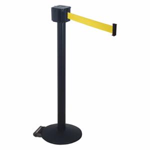 RETRACTA-BELT PM412-30BA-YW Barrier Post With Belt, Black, 40 Inch Post Height, 2 1/2 Inch Post Dia | CT8WXE 20YT94
