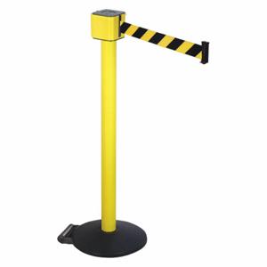 RETRACTA-BELT PM412-30YA-BYD Barrier Post With Belt, Yellow, 40 Inch Post Height, 2 1/2 Inch Post Dia | CT8YBR 20YT95