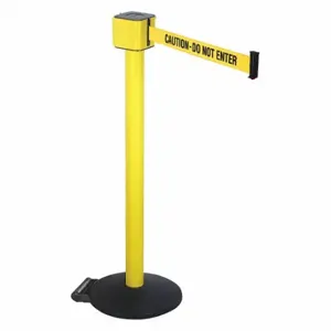 RETRACTA-BELT PM412-30YA-CAU Barrier Post With Belt, Yellow, 40 Inch Post Height, 2 1/2 Inch Post Dia | CT8XHP 20YT96