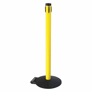 RETRACTA-BELT PM412-30YA-RCV Belt Barrier Receiver Post, 40 Inch Height, Aluminum, Yellow, 2 1/2 Inch Post Dia | CT8YKU 40CL75