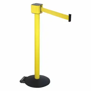 RETRACTA-BELT PM412-30YA-YW Barrier Post With Belt, Yellow, 40 Inch Post Height, 2 1/2 Inch Post Dia | CT8XHN 40CL79