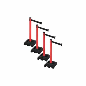 RETRACTA-BELT PSBA302PRD-BK Barrier Systems, Black, Red, Black | CT8YEC 52YC82