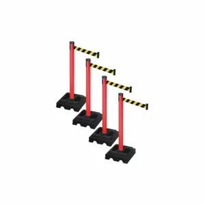 RETRACTA-BELT PSBA302PRD-BYD Barrier Systems, Black and Yellow Diagonal Striped, Red, Black | CT8YDQ 52YC86