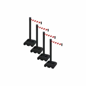 RETRACTA-BELT PSBA302PSB-RWD Barrier Systems, Red and White Diagonal Striped, Black, Black | CT8YEX 52YC76